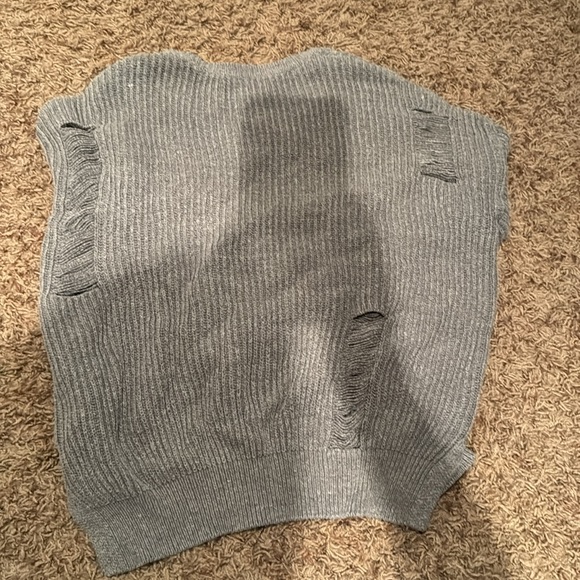 If It Were Me Grey Intentionally Ripped Knot Sweater | Size S - Picture 2 of 2